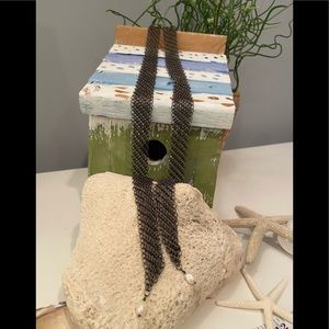 Mesh Chain Necklace with freshwater Pearls